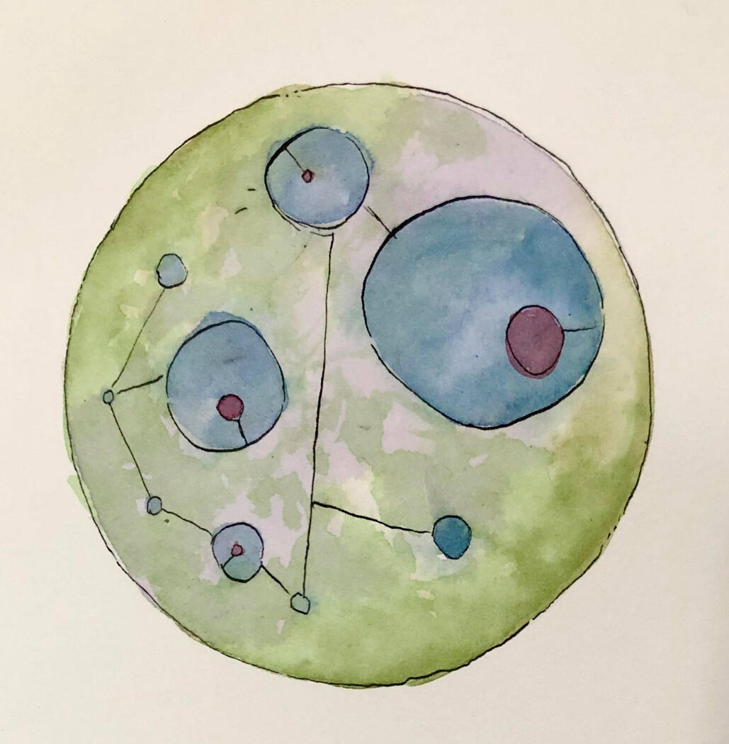Green purple and blue fairy trap watercolor heather a laurence