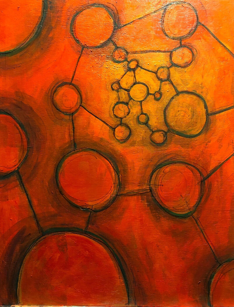 Orange Fairy Circles Heather A. Laurence acrylic art